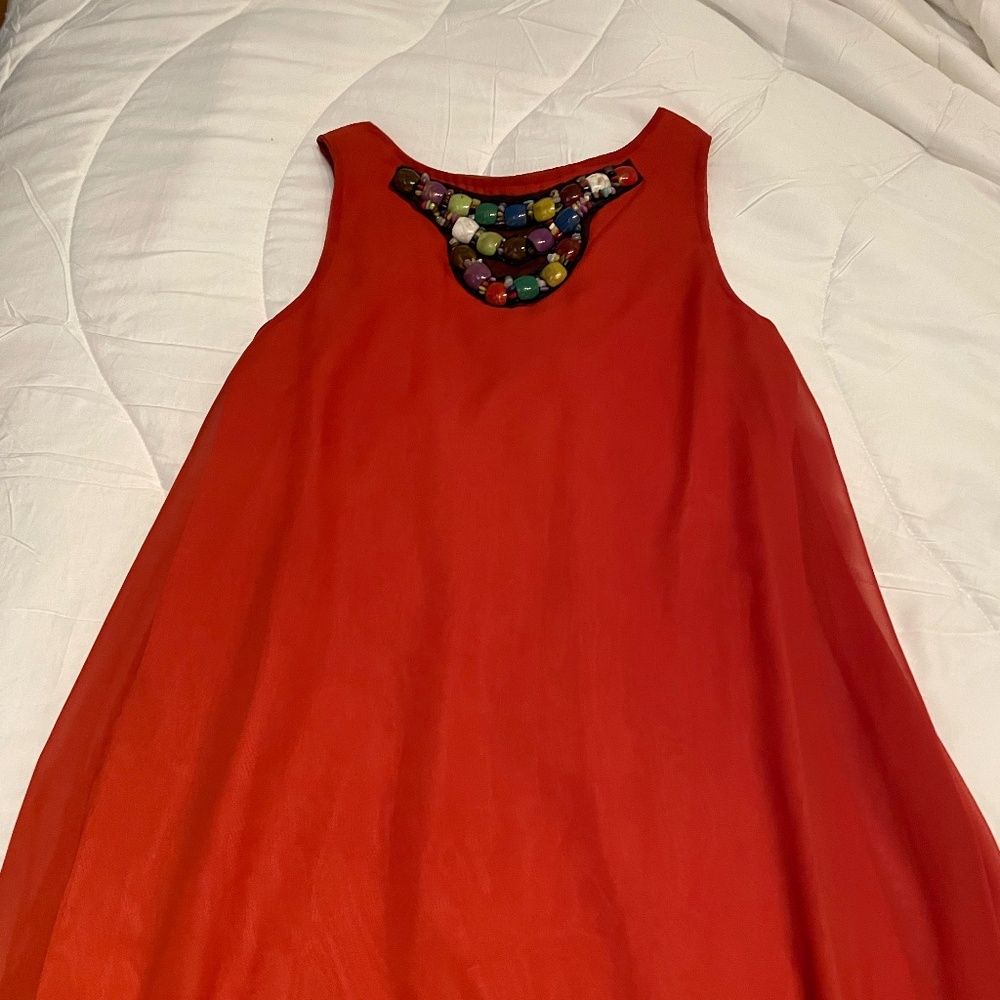 Rare London Beaded neckline orange mini dress ASOS